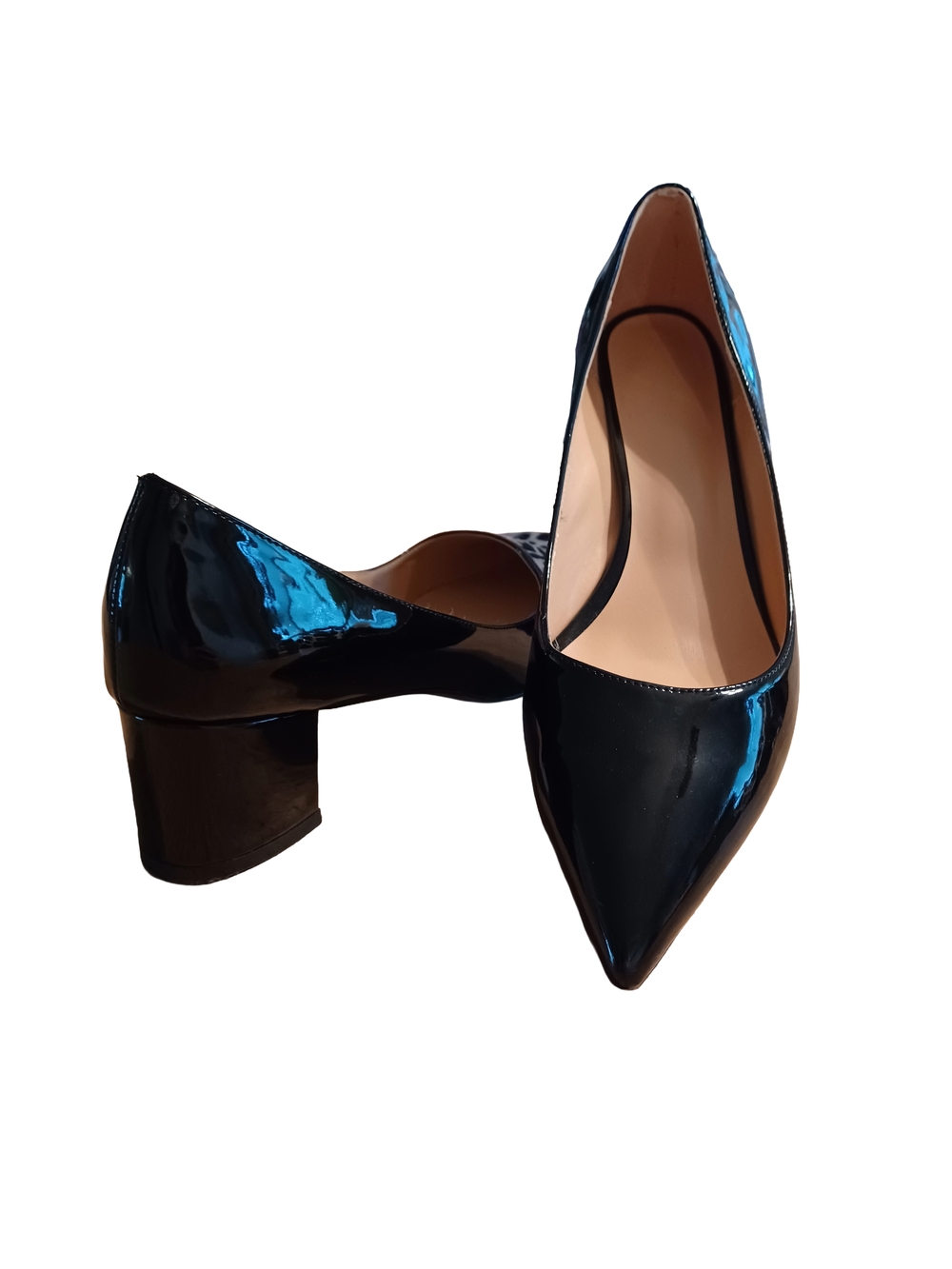 WOMAN'S UNBRANDED FAUX PATENT MID BLOCK HEELS SIZE 12.5